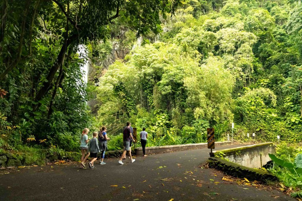 Road to Hana Bridge and Waterfall Visitors Maui